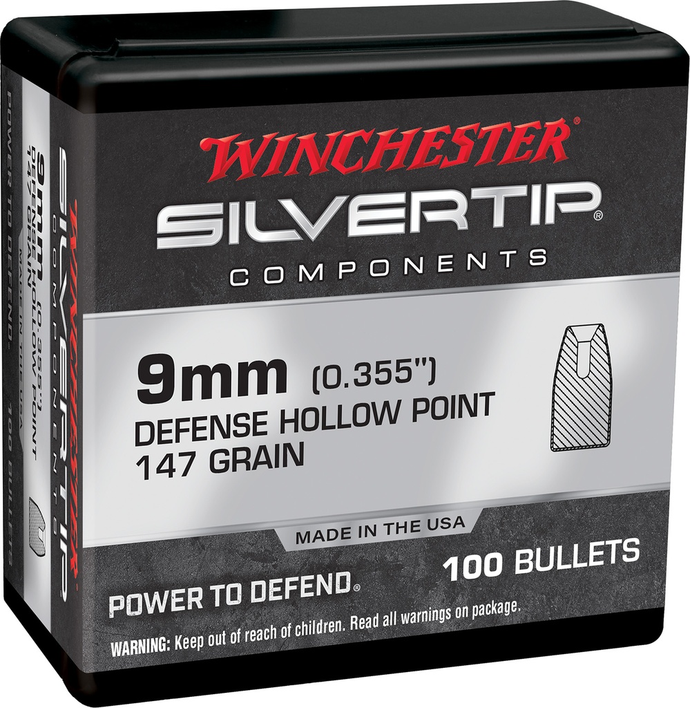 Winchester Ammo WB9ST147X Centerfire Handgun Reloading 9mm 147gr Silvertip Hollow Point 100 Per Box/10 Case
