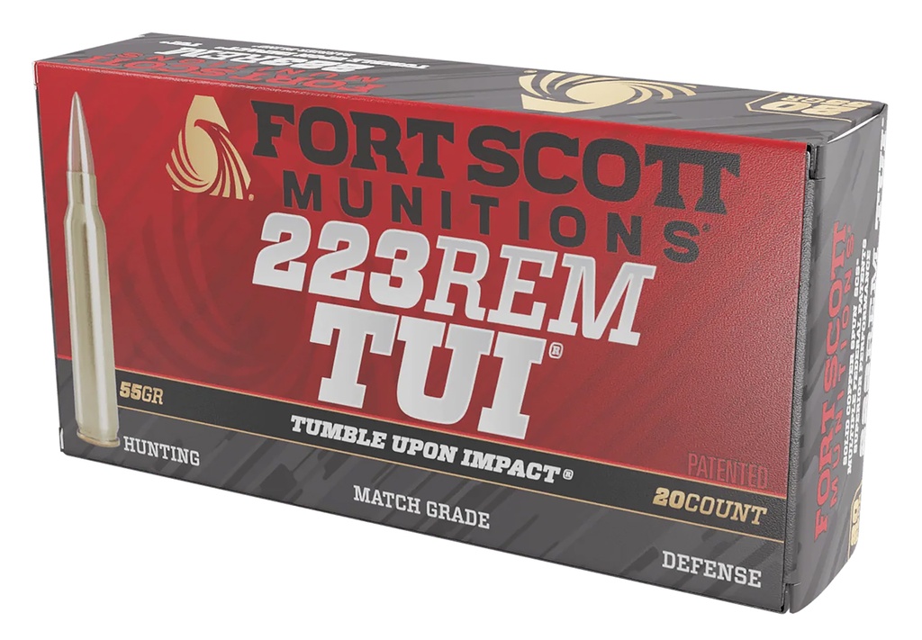 Fort Scott Munitions 223055SCV Tumble Upon Impact (TUI)  223Rem 55gr Solid Copper Spun 20 Per Box/25 Case