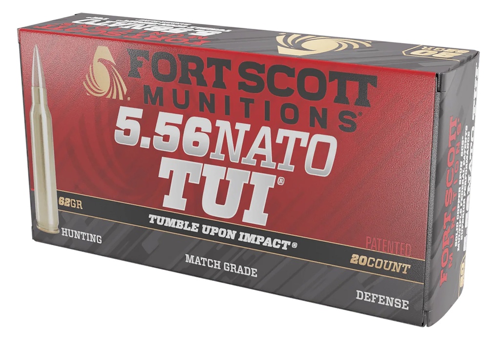 Fort Scott Munitions 556062SCV Tumble Upon Impact (TUI)  5.56x45mmNATO 62gr Solid Copper Spun 20 Per Box/25 Case
