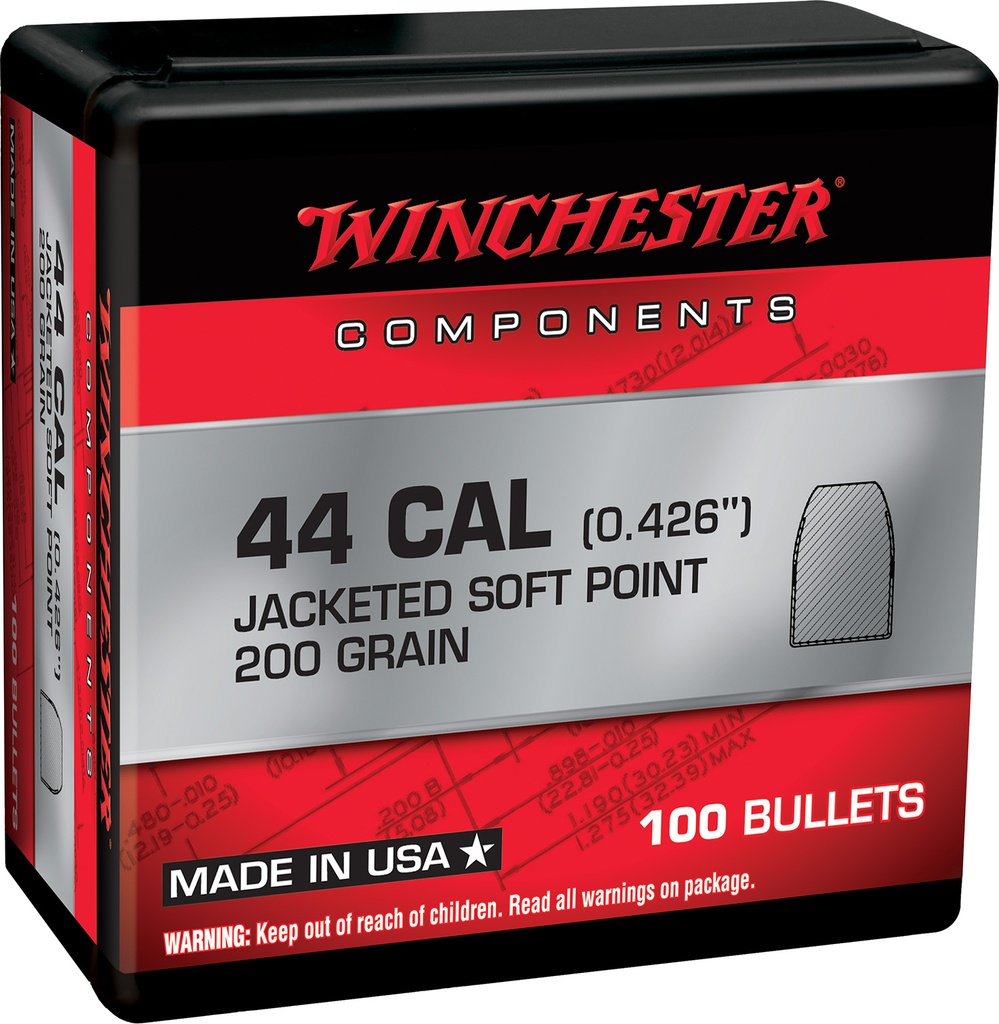Winchester Ammo WB44SP200X Centerfire Handgun Reloading 44RemMag 200gr Soft Point 100 Per Box/10 Case