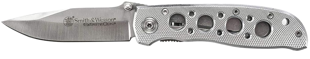SW Knives Smith & Wesson Knives CK105HCP Extreme Ops  3.22" Folding Drop Point Plain 7Cr15MoV SS Blade Aluminum Handle Includes Pocket Clip