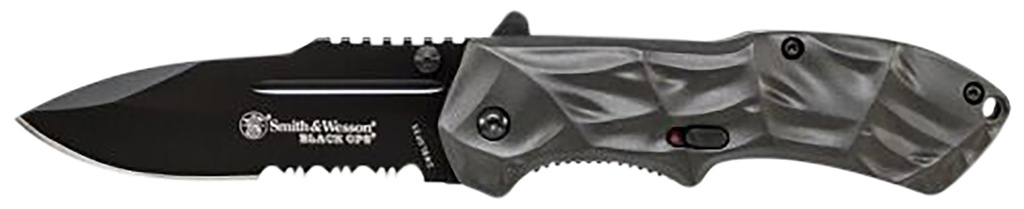 SW Knives Smith & Wesson Knives SWBLOP3CP Black Ops  3.40" Folding Tanto Plain 4034 SS Blade Aluminum Handle Includes Pocket Clip