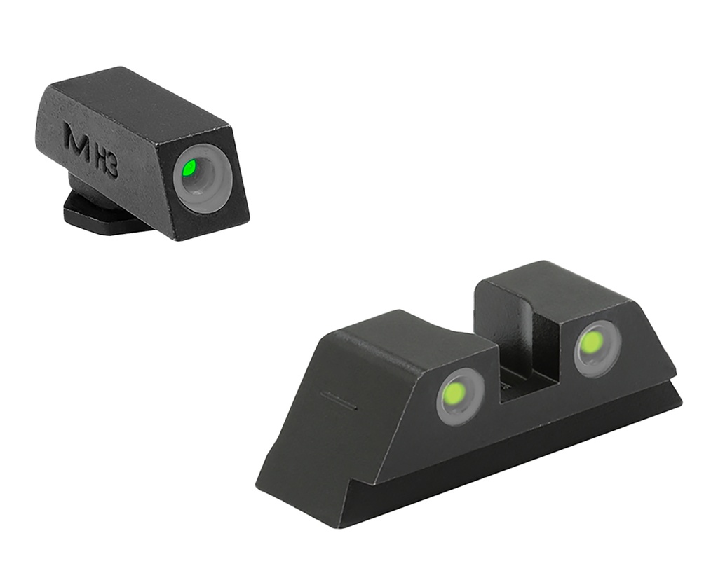 MEPRO USA LLC Meprolight USA 102223201 Tru-Dot  Green Tritium White Outline Front Sight-Yellow Tritium White Outline Rear Sight Glock 10 MM/.45ACP