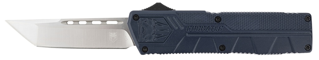 COBRA TEC KNIVES LLC CobraTec Knives NYCTLWTNS Lightweight  3.25" OTF Tanto Plain D2 Steel Blade/NYPD Blue Aluminum Handle Includes Pocket Clip