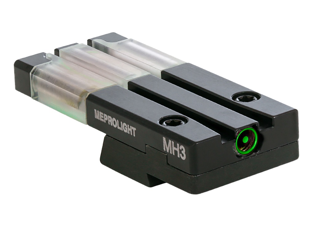 MEPRO USA LLC Meprolight USA 631253108 FT Bullseye Rear Sight Green/Tritium Fiber Optic, Black Frame, Fits HK VP9/HK45/HK45C/P30/SFP9 (Non-OR Models), Dovetail Mount