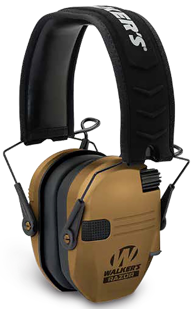Walkers Game Ear Walker's GWPRSEMBB Razor Slim Electronic Muff 23 dB Over the Head Battle Brown/Black Polymer