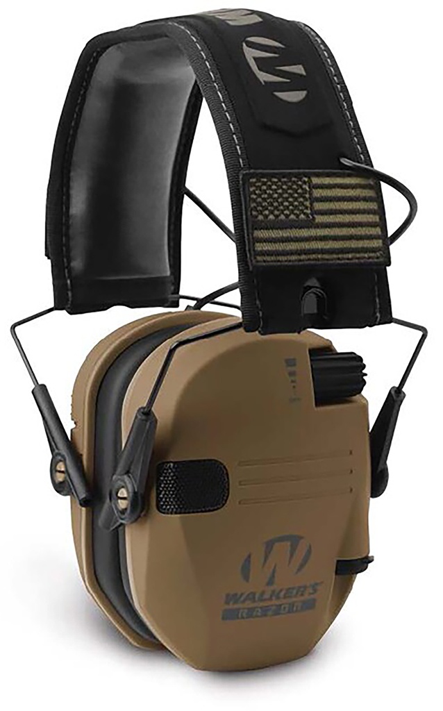 Walkers Game Ear Walker's GWPRSEMPATBB Razor Patriot Polymer 23 dB Over the Head Battle Brown/Black Adult