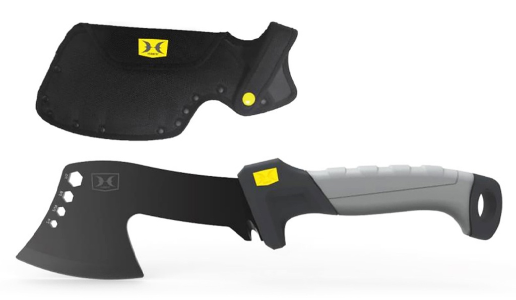 Hawk HWKHATCH Hatchet  2.50" Stainless Steel Axe Style Blade w/Black TiNi Finish, Black/Gray GREEN w/Rubber Overlay Handle, 9.46" Long