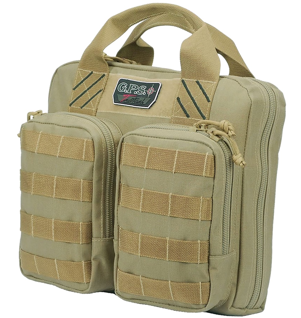 G*Outdoors GPS Bags T1411PCT Tactical Double +2 Tan 1000D Nylon Teflon Coating Holds 4 Handguns