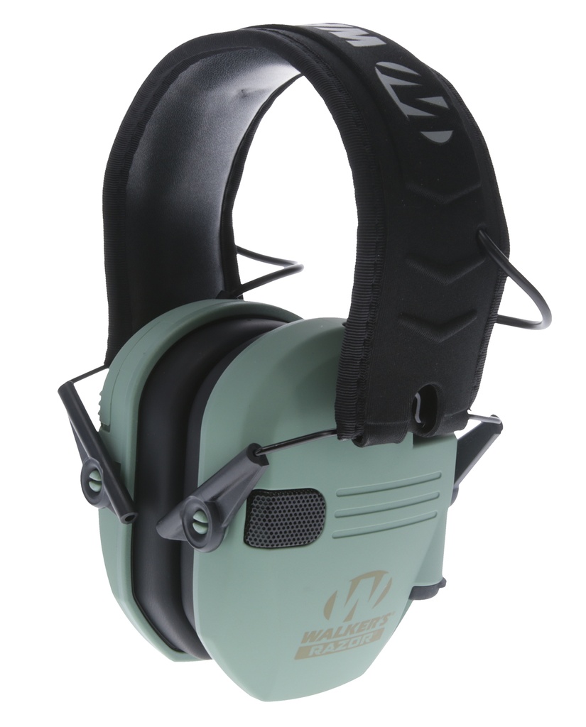 Walkers Game Ear Walker's GWPRSEMSGN Razor Slim Electronic Muff 23 dB Over the Head Sage Green/Black Polymer