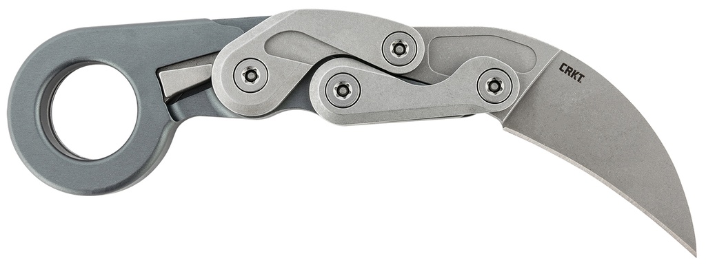 Columbia River CRKT 4045 Provoke  Compact 2.26" Folding Hawkbill Plain Stonewashed D2 Steel Blade, Stonewashed Aluminum Handle, Includes Pocket Clip