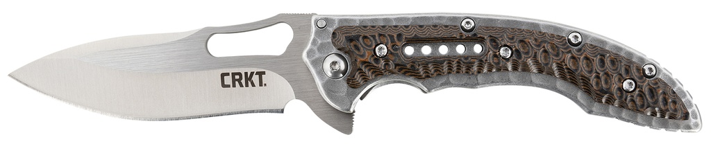 Columbia River CRKT 5460 Fossil  Compact 3.41" Folding Drop Point Plain Satin 8Cr13MoV SS Blade, Brown G10/SS Handle, Includes Pocket Clip
