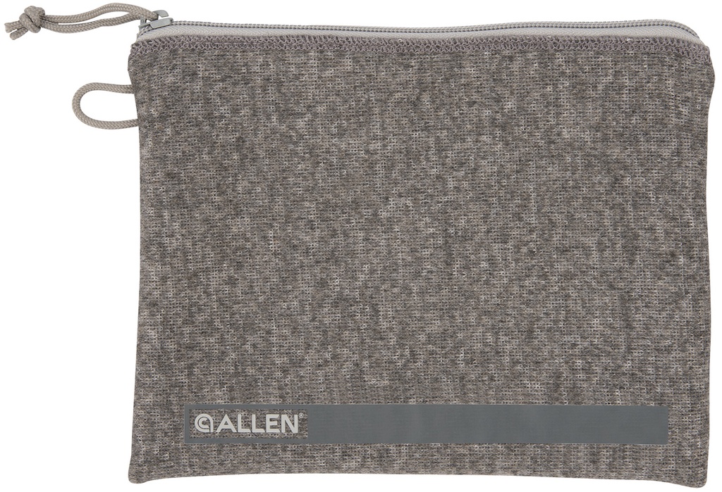 Allen 3627 Pistol Pouch  Gray Polyester w/Lockable Zippers, ID Label & Fleece Lining Holds Full Size Handgun 7" L x 9" W Interior Dimensions