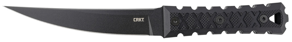 Columbia River CRKT 2927 HZ6  6.50" Fixed Plain Black Matte Baked-On Anti Rust SK-5 Steel Blade/Black w/Carved X's G10 Handle Includes Sheath