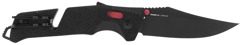 S.O.G SOG11120141 Trident AT 3.70" Folding Clip Point Plain Black TiNi Cryo D2 Steel Blade/Black w/Red Accents GREEN Handle Features Line Cutter/Glass Breaker
