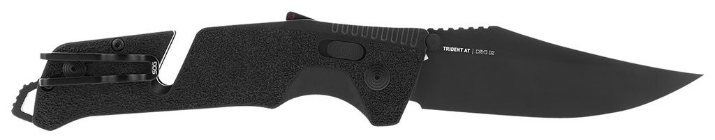 S.O.G SOG11120541 Trident AT 3.70" Folding Clip Point Plain Black TiNi Cryo D2 Steel Blade/Blackout GREEN Handle Features Line Cutter/Glass Breaker