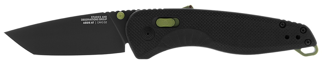 S.O.G SOG11410941 Aegis AT 3.13" Folding Drop Point Plain Black TiNi Cryo D2 Steel Blade/Black w/Moss Accents GREEN Handle