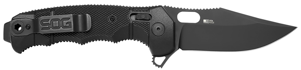 S.O.G SOG12210257 Seal XR 3.90" Folding Clip Point Plain Black Cerakote S35VN SS Blade Black/GREEN Handle Includes Belt Clip