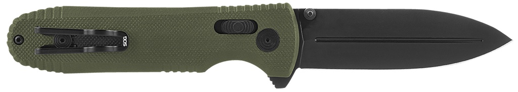S.O.G SOG12610257 Pentagon XR 3.60" Folding Spear Point Plain Black TiNi Cryo CTS XHP Blade/OD Green G10 Handle Includes Pocket Clip