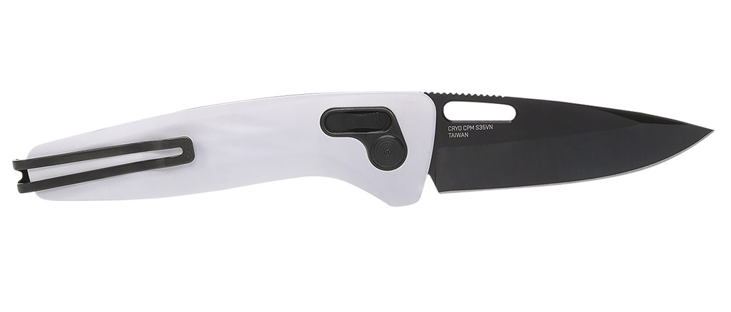 S.O.G SOG12730557 One-Zero XR 3.10" Folding Plain Black Chrome Cryo CPM S35VN Steel Blade/ White Sculpted Aluminum Handle