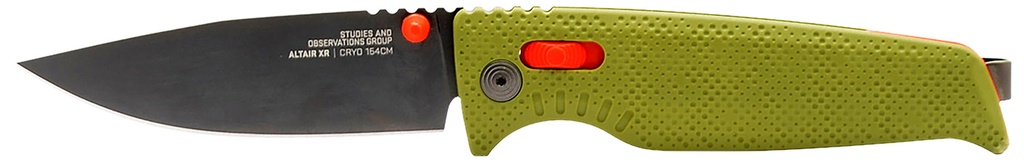 S.O.G SOG12790357 Altair XR 3.20" Folding Plain Bead Blasted Cryo CPM 154 SS Blade/ Field Green w/Stone Blue Accents GREEN Handle
