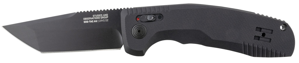 S.O.G SOG15380357 SOG-TAC Auto 3.43" Folding Tanto Plain Black TiNi Cryo D2 Steel Blade Black Micro-Textured Anodized Aluminum Handle Includes Pocket Clip
