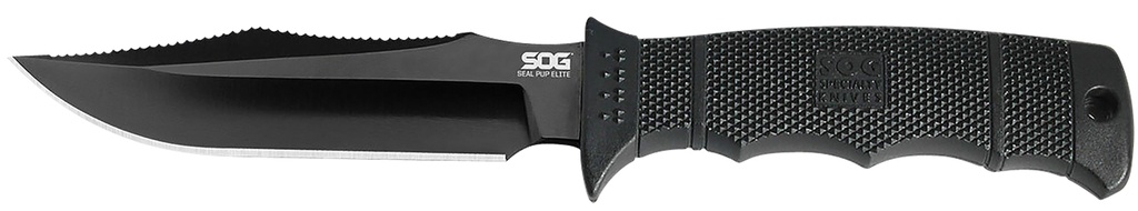 S.O.G SOGE37SNCP Seal Pup Elite 4.85" Fixed Clip Point Plain Black Hardcased TiCN AUS-8A SS Blade/Black w/Grip Lines GREEN Handle Includes Lanyard/Sheath