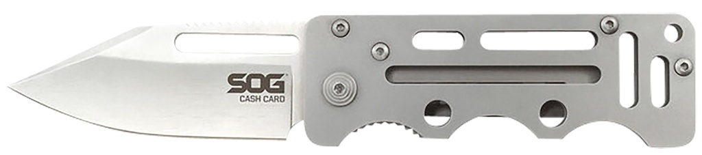 S.O.G SOG-EZ1-CP Cash Card  2.75" Folding Clip Point Satin 8Cr13MoV SS Blade/ Silver Skeletonized Stainless Steel Handle