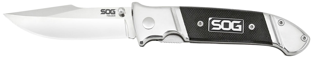 S.O.G SOG-FF38-CP Fielder  3.30" Folding Clip Point Plain Satin 7Cr17MoV SS Blade Black G10 Handle Includes Belt Clip
