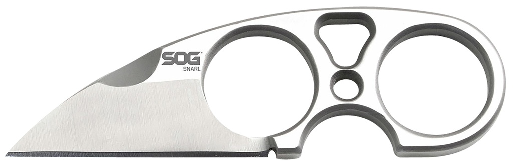S.O.G SOG-JB01K-CP Snarl  2.30" Fixed Plain Sheepsfoot Satin 9Cr18MoV SS Blade/ Silver Stainless Steel Handle