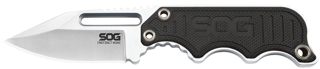 S.O.G SOG-NB1002-C Instinct Mini 1.90" Fixed Clip Point Plain Satin Polished 5Cr15MoV SS Blade Black/Silver G10/SS Handle Includes Lanyard/Sheath