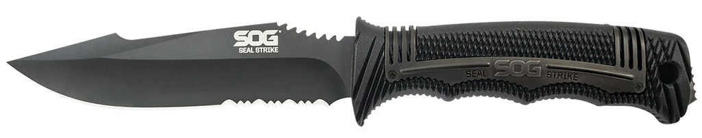 S.O.G SOGSS1003CP Seal Strike 4.90" Fixed Clip Point Part Serrated AUS-8A SS Blade Black Textured GREEN/SS Handle Includes Belt Clip/Sheath
