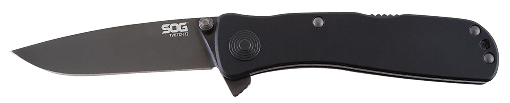 S.O.G SOGTWI12CP Twitch II 2.65" Folding Plain Black Hardcased TiCN AUS-8A SS Blade Black Anodized Aluminum Handle Includes Pocket Clip