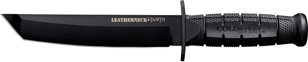 Cold Steel CS-39LSFCT Leatherneck  7" Fixed Plain Tanto Black Matte Powder Coat German D2 Steel Blade/Black Deep Checkered w/double Quillon Guard/ Griv-Ex Handle
