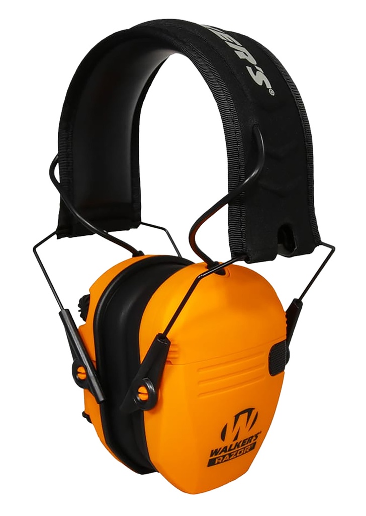 Walkers Game Ear Walker's GWPRSEMBLZ Razor Slim Electronic Muff 23 dB Over the Head Blaze Orange/Black Polymer