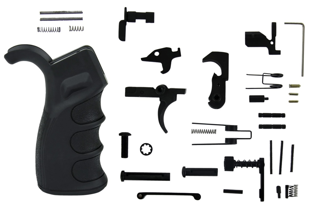 TacFire LPK02USAB Lower Parts Kit  AR-15 Black PGAR-B Grip Black