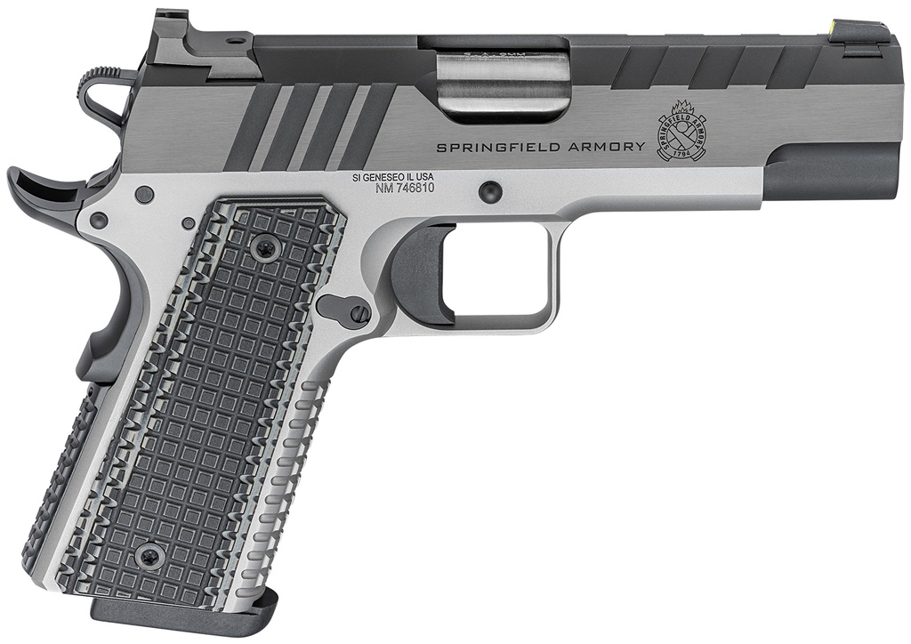Springfield Armory PX9217L 1911 Emissary 9mm Luger 9+1 4.25" Bull Barrel,  Stainless Steel Frame w/ Beavertail, Serrated Blued Carbon Steel Slide, Black VZ Thin-Line G10 Grip