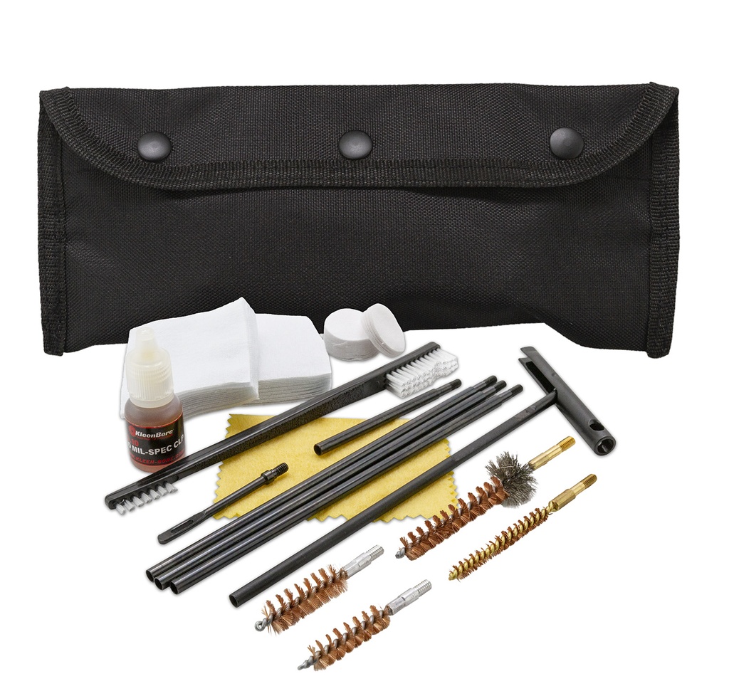 Kleen-Bore KleenBore POU301B All Caliber Cleaning Kit Handgun/Rifle Bronze/Nylon Bristles Nylon Case