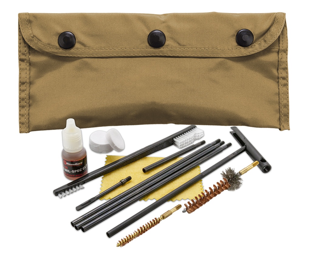 Kleen-Bore KleenBore POU302T Modular Cleaning Kit Coyote Tan Multi-Caliber Handgun/Rifle Bronze/Nylon Bristles Nylon Case