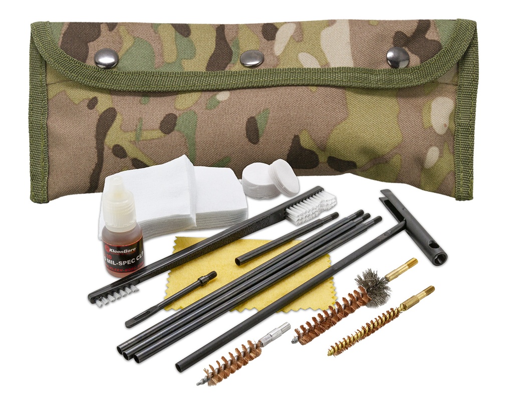 Kleen-Bore KleenBore POU303MC Modular Cleaning Kit Multi-Caliber Handgun/Rifle Bronze/Nylon Bristles Nylon Multi-Cam Case