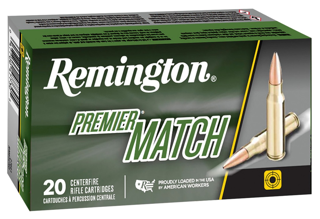 Remington Ammunition 27682 Premier Match 223Rem 52gr Boat Tail Hollow Point 20 Per Box/10 Case