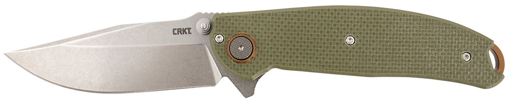 Columbia River CRKT 2471 Butte  3.36" Folding Plain Stonewashed D2 Steel Blade/OD Green G10 Handle Includes Pocket Clip