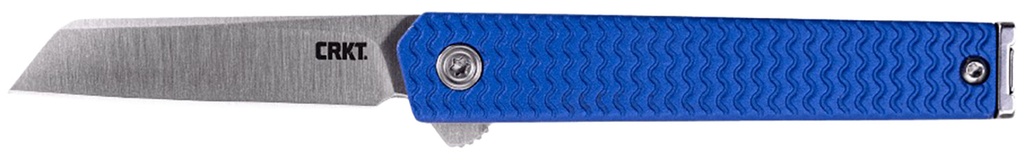 Columbia River CRKT 7083 CEO Microflipper Micro 2.21" Flipper Sheepsfoot Plain Satin 12C27 Sandvik Blade, Blue Textured w/Silver Liner & Accents Aluminum Handle, Includes Pocket Clip