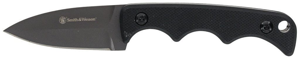 SW Knives Smith & Wesson Knives 1193156 H.R.T. Neck Knife Fixed Spear Point/Plain Titanium Nitride Coated 8Cr13MoV SS Blade/Black G10 Handle Includes Sheath