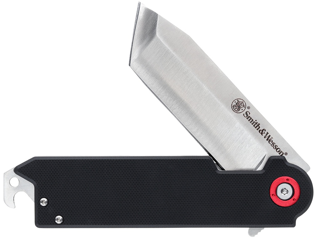 SW Knives Smith & Wesson Knives 1193144 Big Benji  3.50" Folding Plain Stainless Steel Blade 4.25" Black