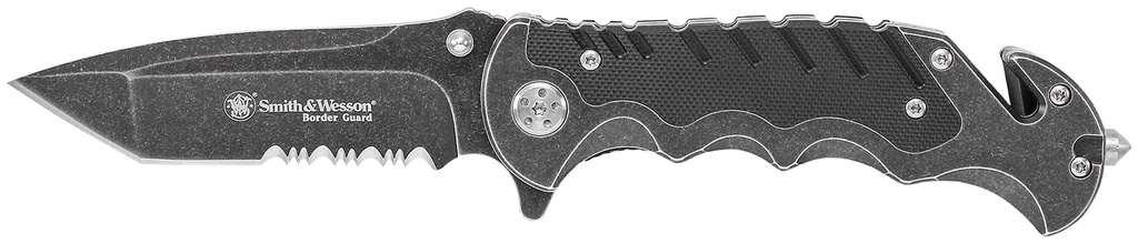 SW Knives Smith & Wesson Knives SWBG10SCP Border Guard  3.50" Folding Part Serrated Stainless Steel Blade 4.80" Aluminum/G10 Handle Includes Pocket Clip