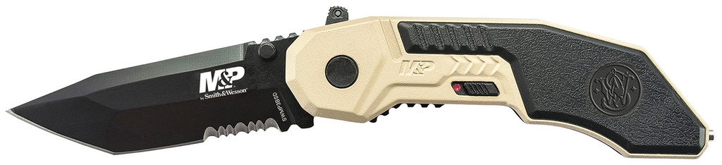 SW Knives Smith & Wesson Knives SWMP3BSDCP M&P M.A.G.I.C. 2.80" Folding Part Serrated Black Oxide 4034 SS Blade 4.30" Aluminum Handle Includes Pocket Clip