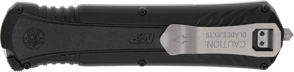 SW Knives Smith & Wesson Knives 1181878 M&P  3.50" OTF Dagger Plain Satin AUS-8A SS Blade 5.16" Black
