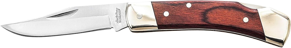 Uncle Henry LB5CP LB5 Smokey II Folding Clip Point Plain Stainless Steel Blade 3.70" Wood Handle Includes Sheath