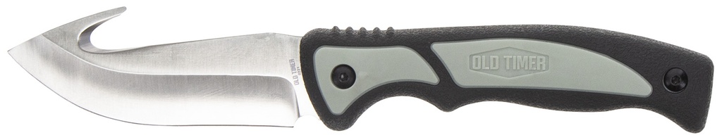 Old Timer 1137138 Trail Boss  3.70" Fixed Gut Hook Plain Stainless Steel Blade, TPE Handle Includes Sheath